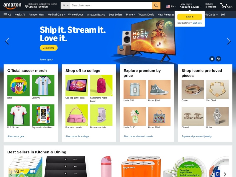 Amazon 首页预览