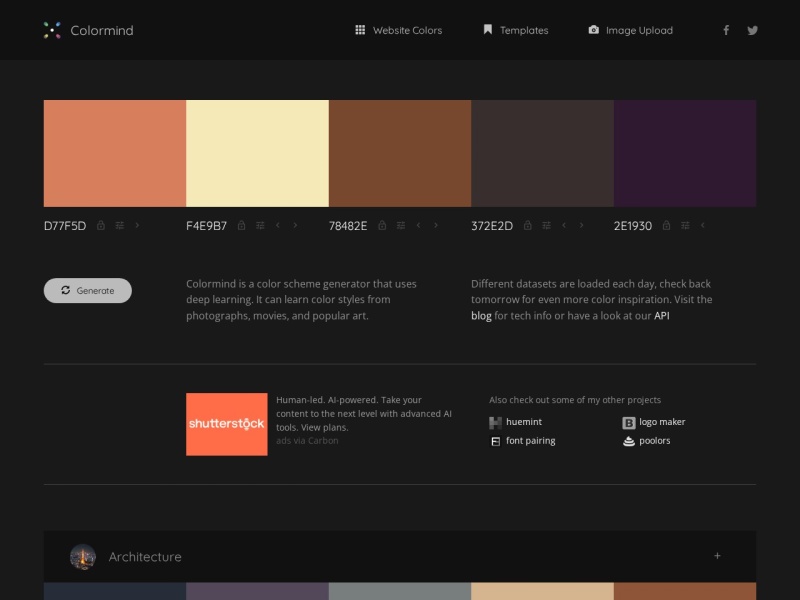 Colormind 首页预览